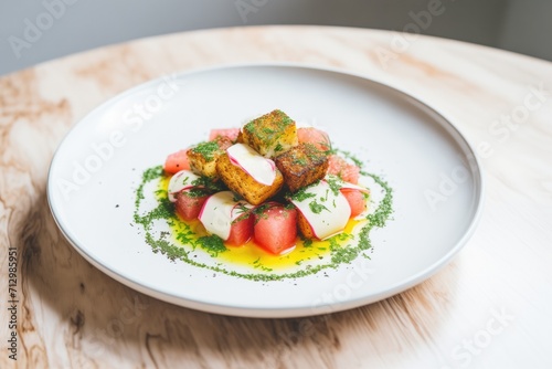 watermelon and halloumi salad with a sprinkle of zaatar