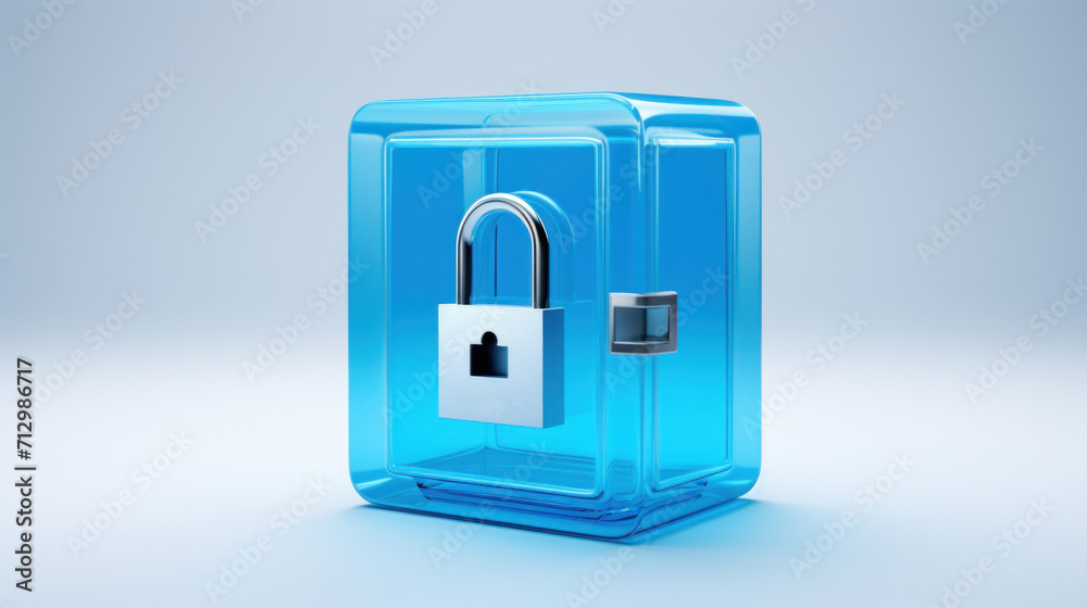 A 3D illustration of a translucent blue padlock, symbolizing digital security and data protection. A 3D illustration of a translucent blue padlock, symbolizing digital security and data protection.