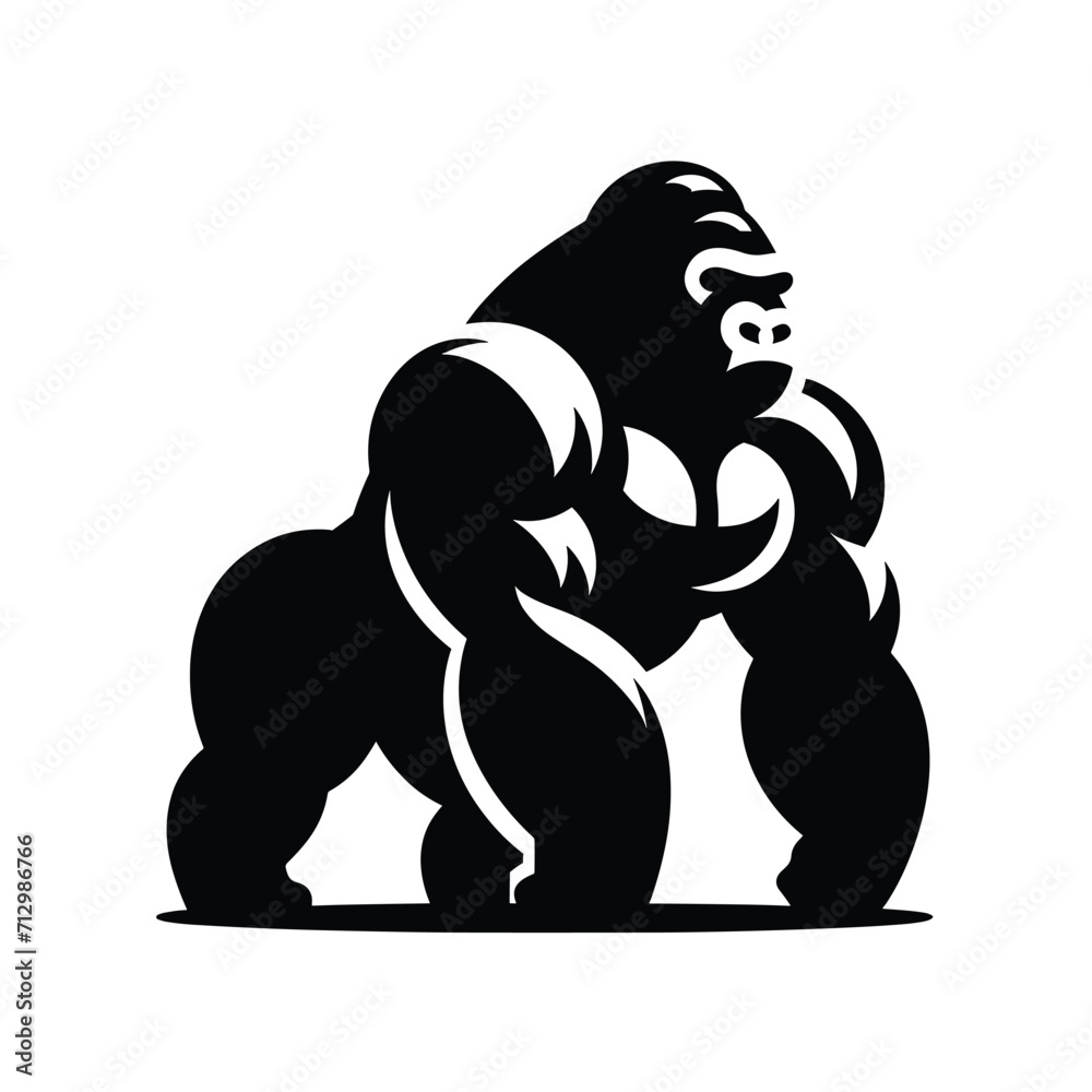 Obraz premium Gorilla logo or vector illustration mascot in black and white 