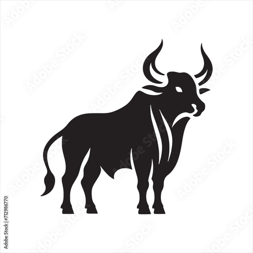 Dynamic Horns  Bull Silhouette Series Showcasing the Power and Grace of Bull Silhouette - Bull Illustration - Ox Vector 