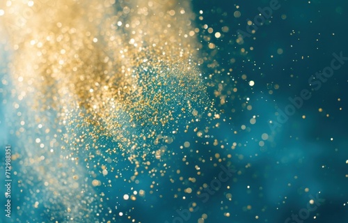 gold confetti and confetti on blue background christmas © olegganko