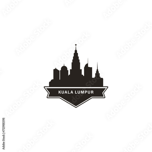 Kuala Lumpur city cityscape skyline panorama vector flat modern logo icon. Malaysia megapolis emblem idea with landmarks and building silhouettes. Isolated black shape graphic