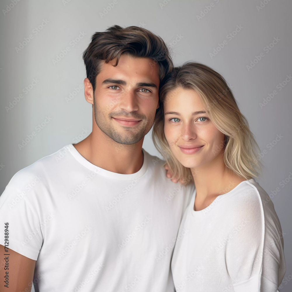 Happy young couple portrait. Generative ai design people. Happy young couple portrait. Generative ai design people.