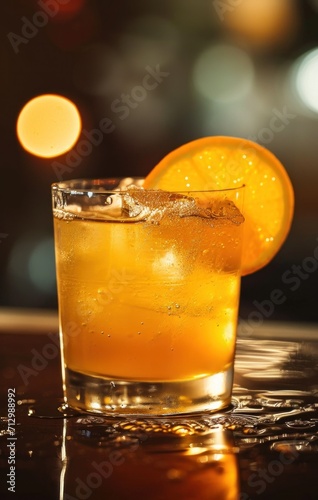 an orange cocktail with jichuru honey