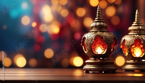 Traditional lamp temple decoration photo