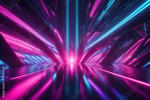 3d abstract sci fi background with holographic colors