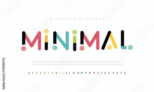 Abstract minimal modern alphabet fonts. Typography technology vector illustration	 photo