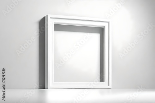 Shadows and light merge seamlessly on a minimalistic mockup  unveiling a uniquely designed masterpiece within a white frame against a clear solid color background.
