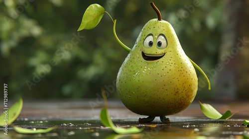 funny pear cartoon character   photo