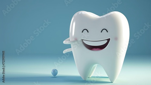 Happy-tooth cartoon character. White teeth concept