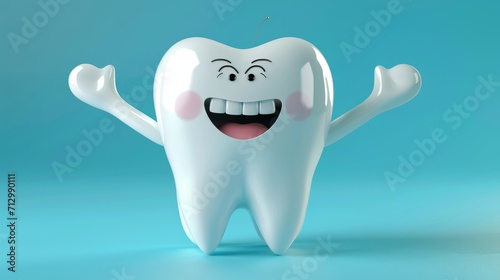 Happy-tooth cartoon character. White teeth concept