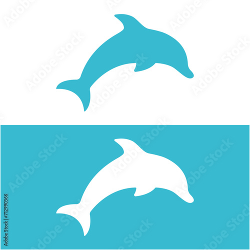 Dolphin logo vector with jumping position .This logo is suitable for travel company, diving or water adventure.
