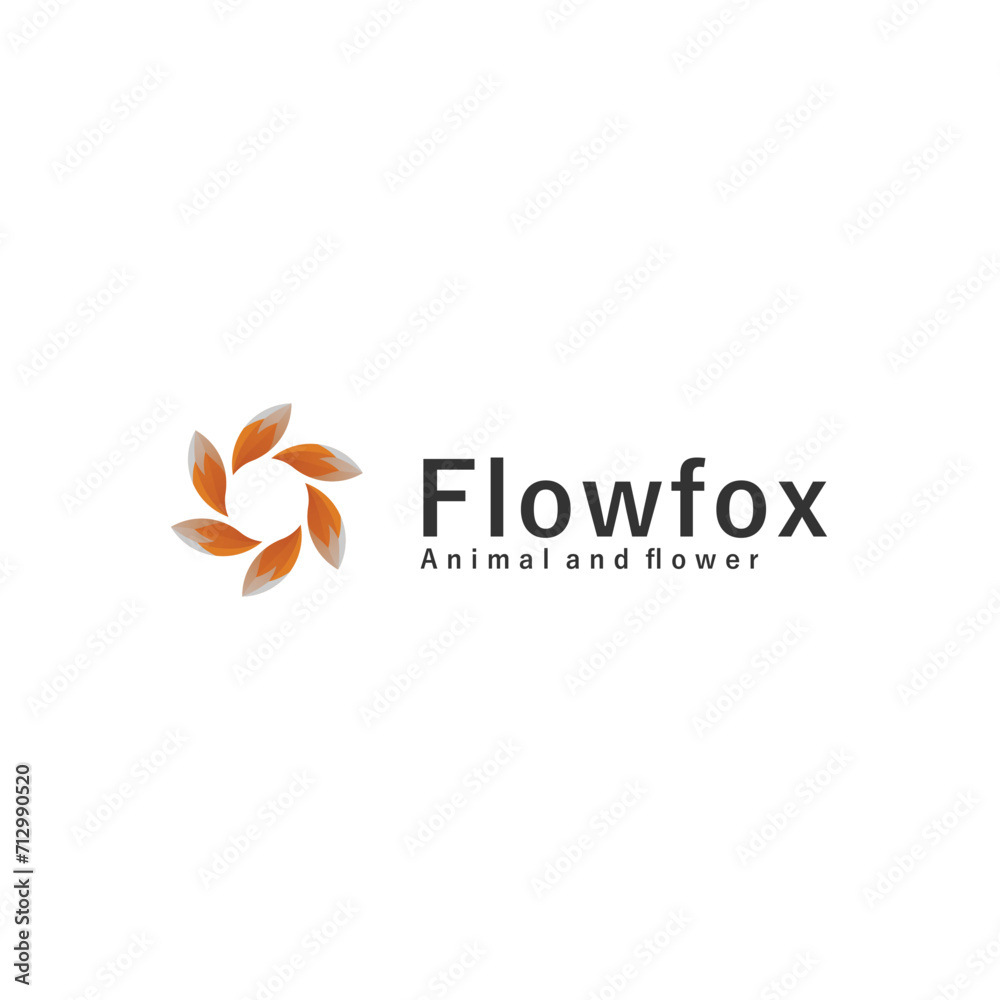 Flower Shaped Fox Tail Mascot Logo Flower Shaped Fox Tail Mascot Logo