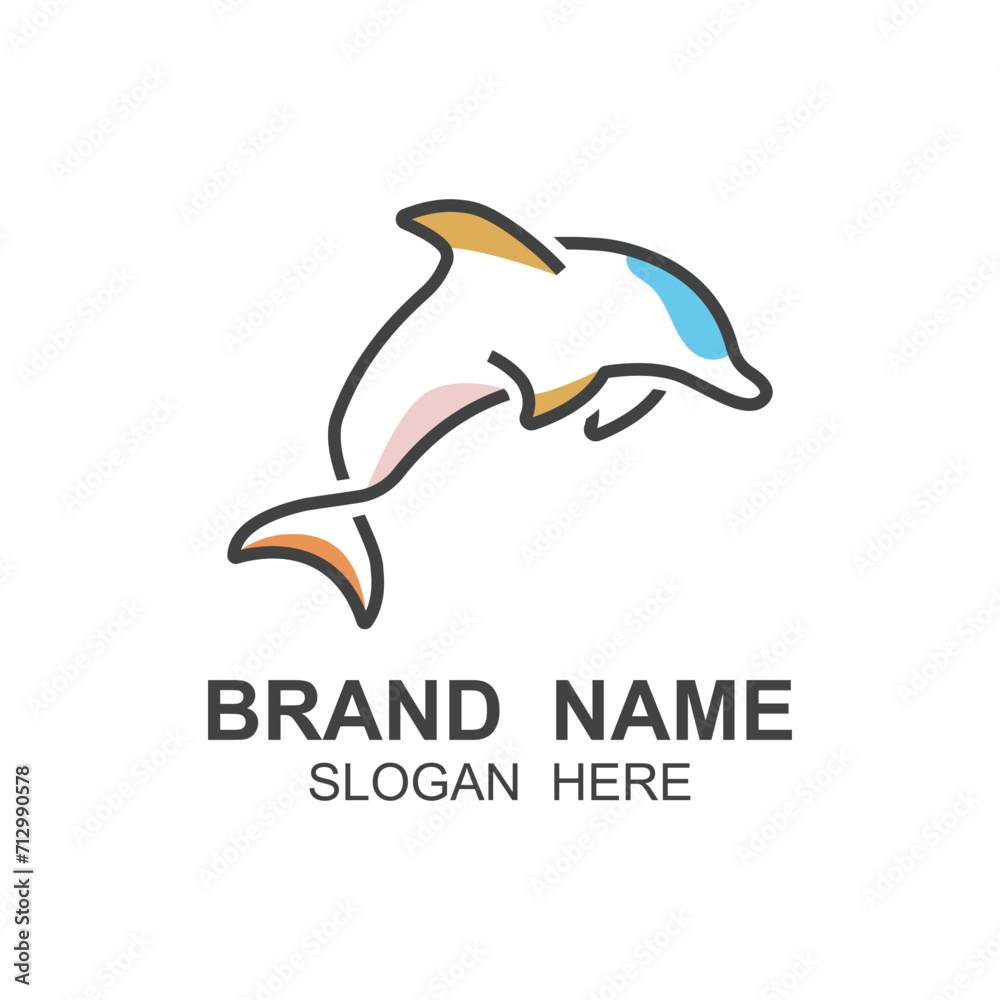 Dolphin logo vector with jumping position .This logo is suitable for travel company, diving or water adventure. Dolphin logo vector with jumping position .This logo is suitable for travel company, diving or water adventure.