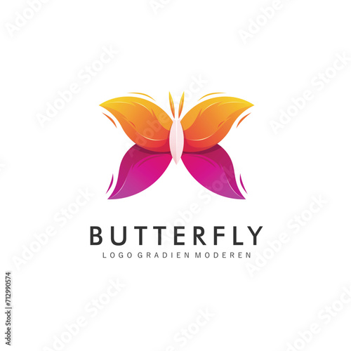 Gradient Coloring Butterfly Mascot Logo