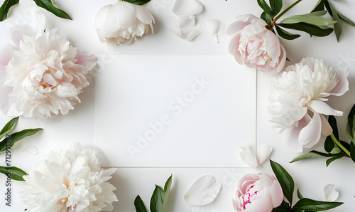 Card decorated with peonies, Generative AI