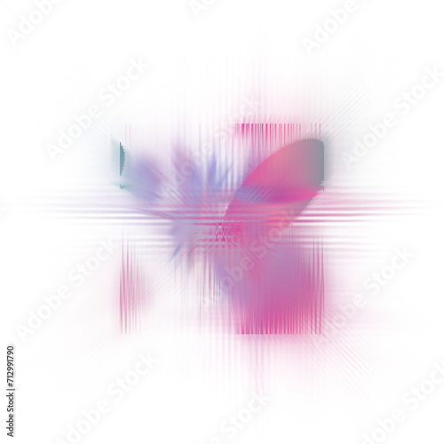 An abstract cut out transparent iridescent color streak blur design element.