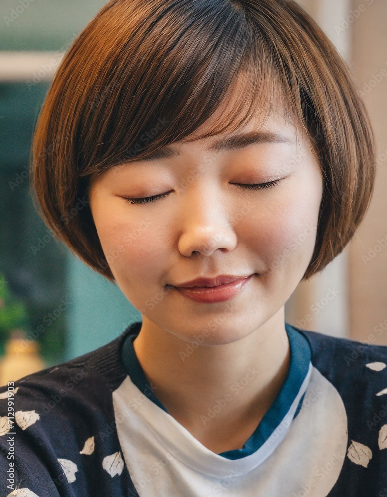 目をつぶる女性のクローズアップ