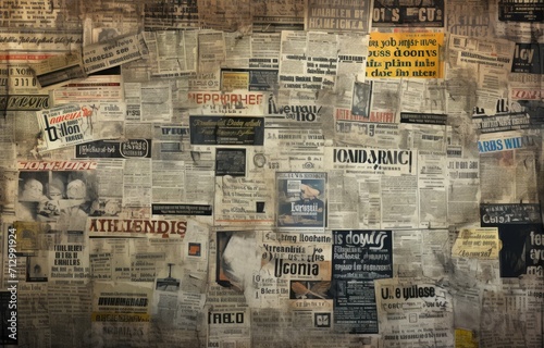 old newspapers or newspaper clippings, reflecting historical events, headlines, and milestones
