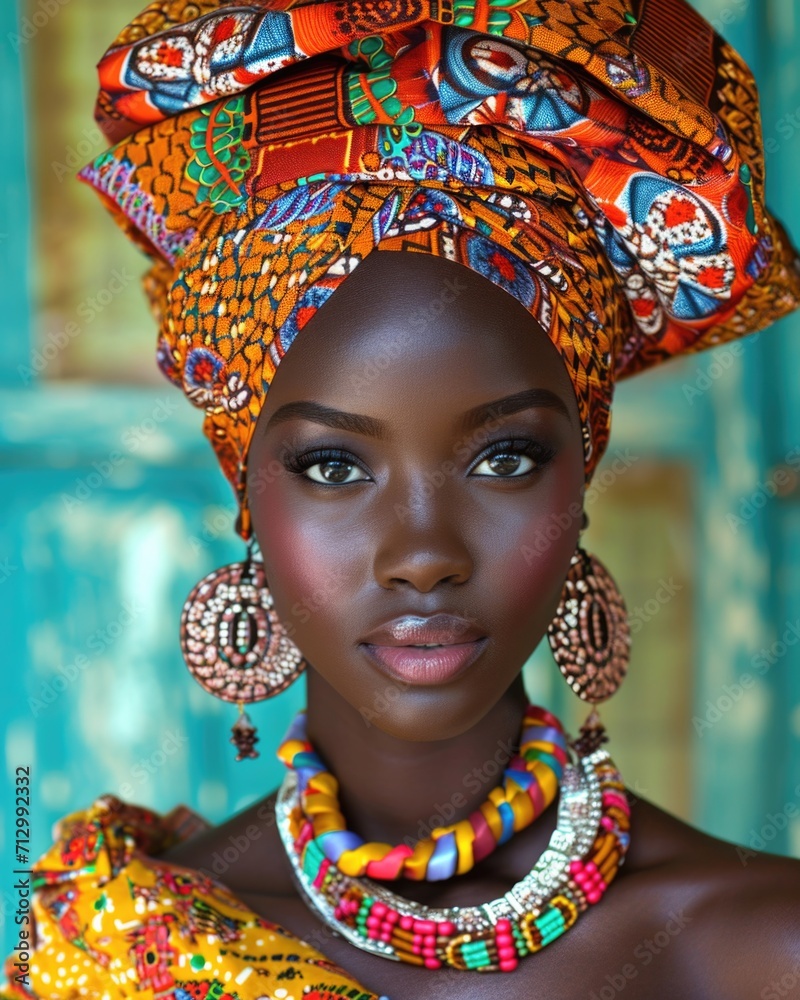 Inspiring Beauty: Stylish African-American Woman in a Traditional Turban