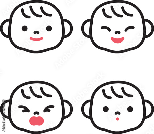 いろいろな表情の赤ちゃんのイラスト
