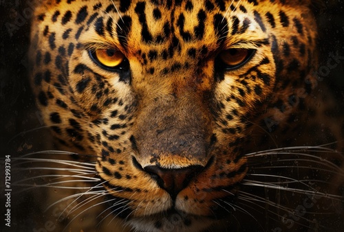 Capture the essence of a majestic jaguar against a dark backdrop.