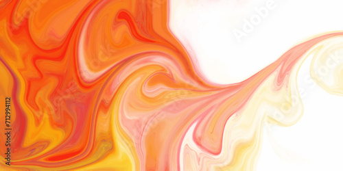 Abstract beautiful swirl liquid orange background, Bright and shiny swirl liquid background. multicolored pattern for designer white paint mixing into orange Liquid mixing marble wallpaper.