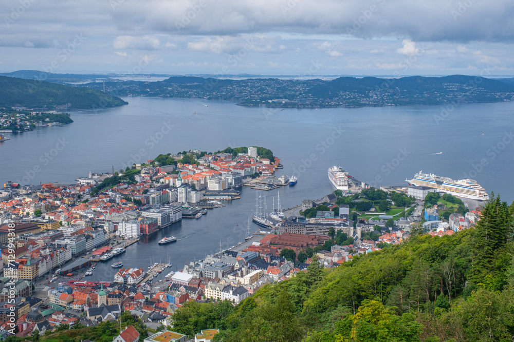 Fishing village in Bergen, nature, sea, boat landscapes day and night photos