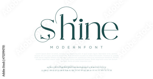 Shine Elegant Font Uppercase Lowercase and Number. Classic Lettering Minimal Fashion Designs. Typography modern serif fonts regular decorative vintage concept. vector illustration 