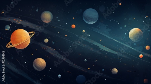 Mesmerizing cosmic dreamscape: vibrant stars and planets illustration in striking detail 