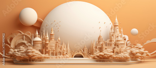Enchanting wooden frame captures fairy castle beneath a moonlit sky