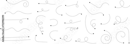 Hand drawn curved arrows set. Sketch doodle style collection. Route or pointers icon vector illustration
