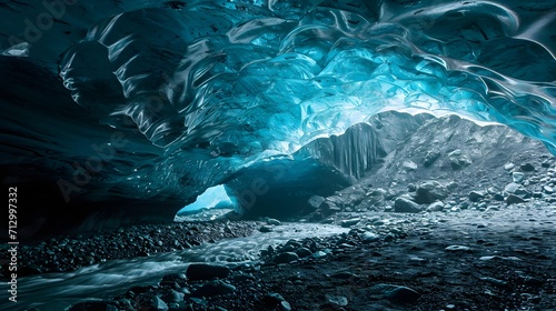 Blue ice in an ice cave in the Fox Glacier, South Island