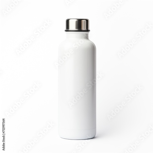 stainless steel drinking bottle, tumbler with lid for mockup on white background