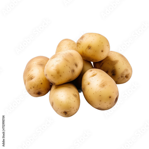 Whole fresh potatoes isolated on transparent background