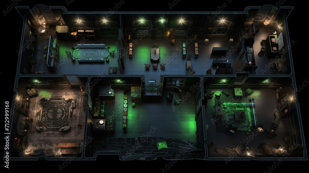 Birds eye view hyperrealistic ttrpg battle map AI Generated image