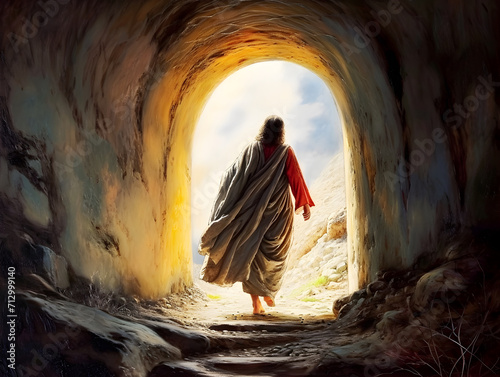 Resurrection Of Jesus at empty tomb photo