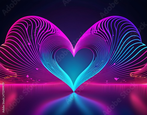 abstract cyberpunk futuristic wave heart background