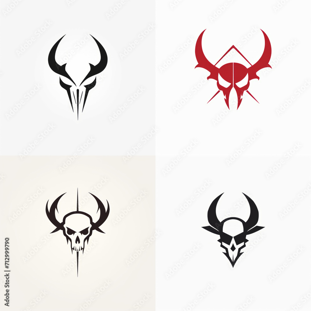 Set of Demon head logo design Set of Demon head logo design