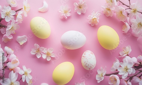 colorful coloured easter eggs are shown on a pink background
