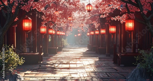 lanterns lined up on the pathway