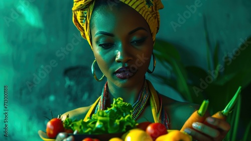 woman holding a serving of vegetables