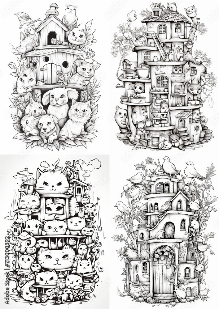 Naklejka premium Set of Pet paradise sketch 
