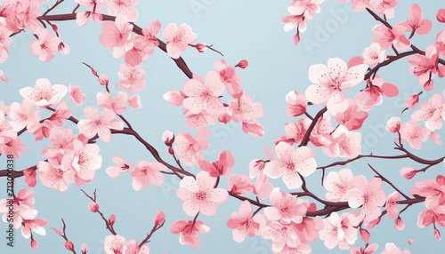Create a repeating pattern featuring cherry blossom