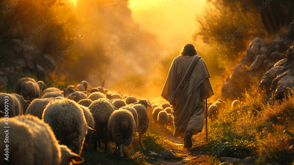 Guiding Light: Jesus Christ as the Good Shepherd Leading His Lambs ...