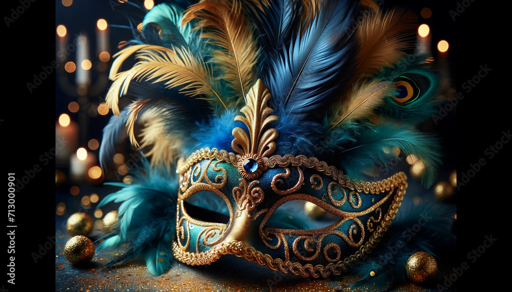 venetian carnival mask illustration, Generative AI