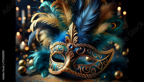 venetian carnival mask illustration, Generative AI © Eduardo
