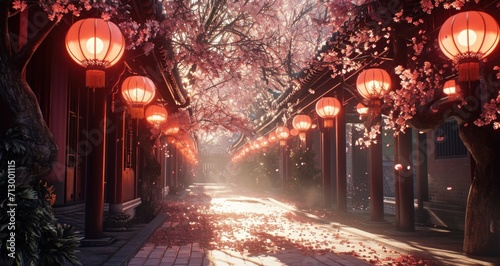 lanterns lined up on the pathway