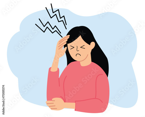 illustration of female suffering from headache or stress Psychology