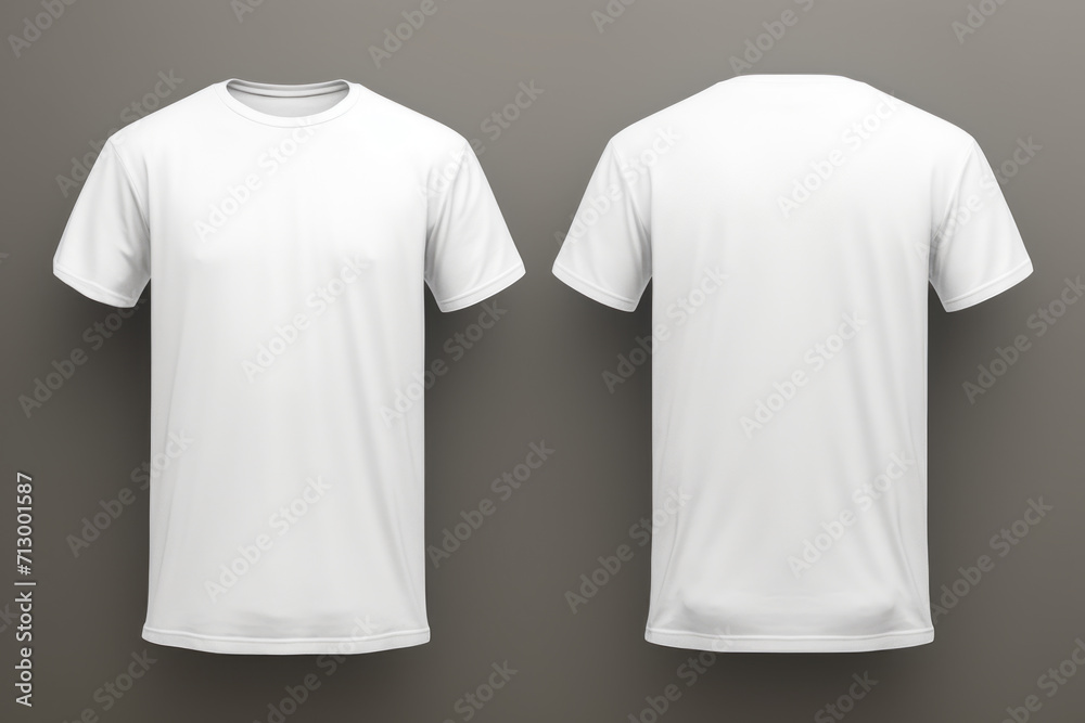 White male t shirt mockup front and back view for template design illustration - obrazy, fototapety, plakaty 